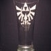The Legend Of Zelda Triforce Hyrule  inspired Beer Mug Engraved/etched Glass "PICK YOUR STYLE"