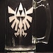 The Legend Of Zelda Triforce Hyrule  inspired Beer Mug Engraved/etched Glass "PICK YOUR STYLE"