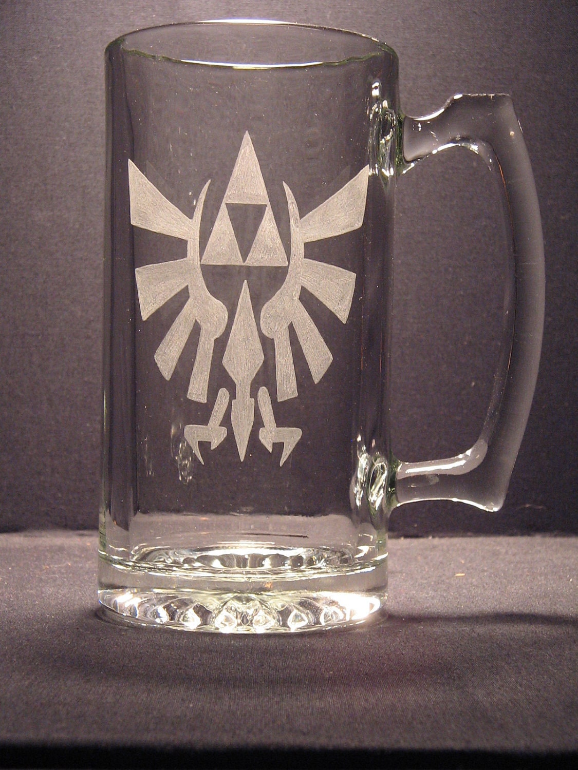 The Legend Of Zelda Triforce Hyrule  inspired Beer Mug Engraved/etched Glass "PICK YOUR STYLE"
