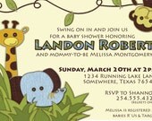 PRINTABLE Jungle Baby Shower Kit: Invitation, Cupcake Wrappers, & Pennant Banner