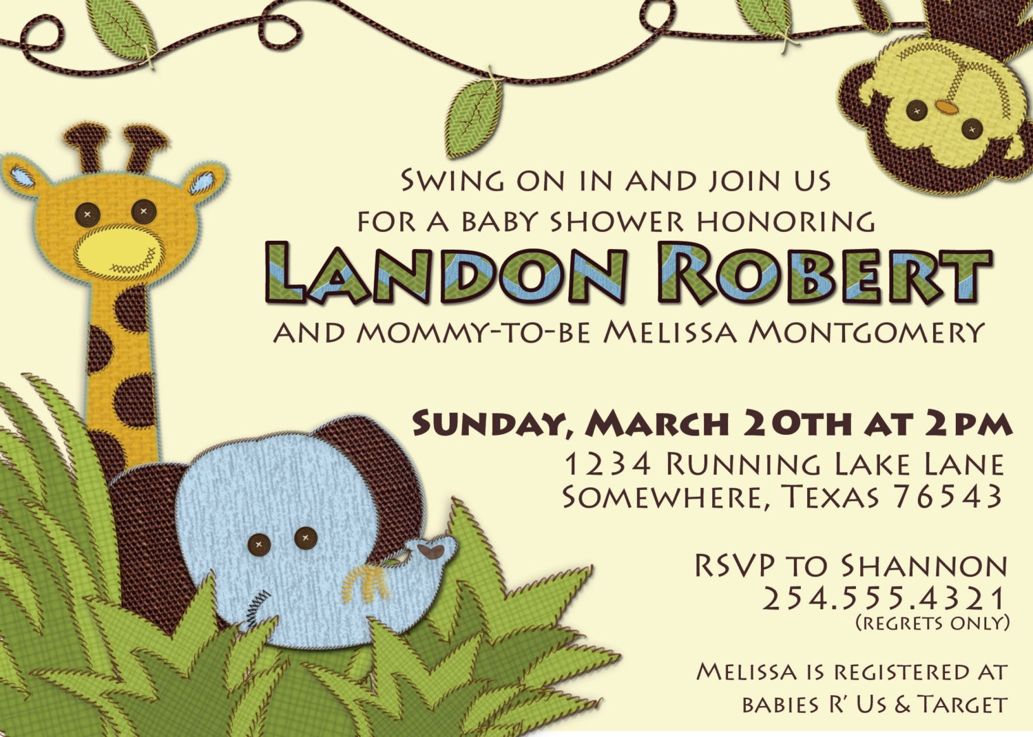 PRINTABLE Jungle Baby Shower Kit: Invitation, Cupcake Wrappers, & Pennant Banner