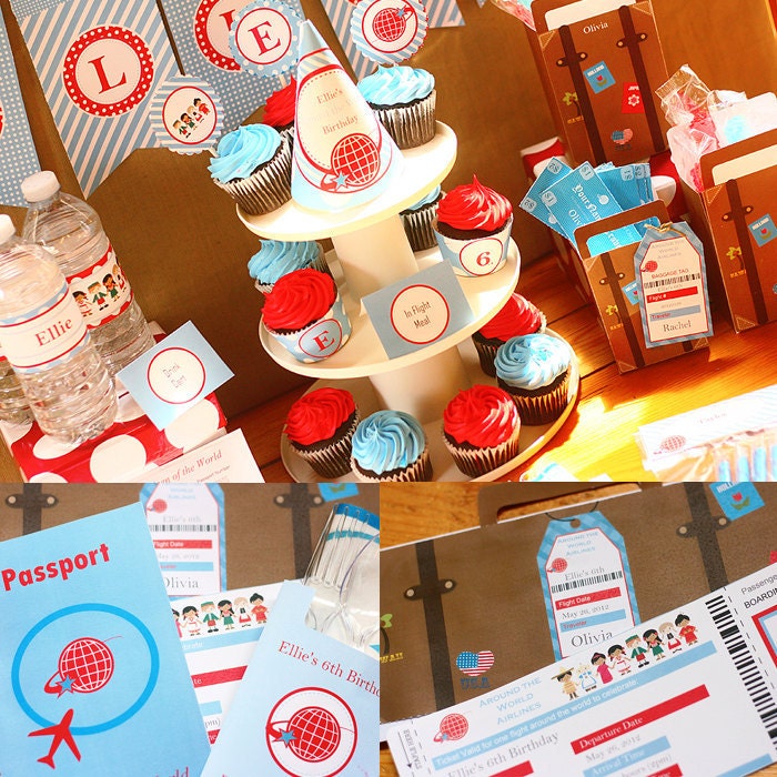 Instant Download Around the World Birthday Printable Party Kit editable text