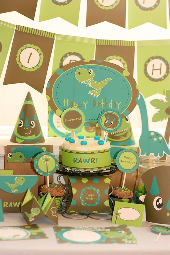 Instant Download Dinosaur Birthday Printable Party Kit with Editable Text