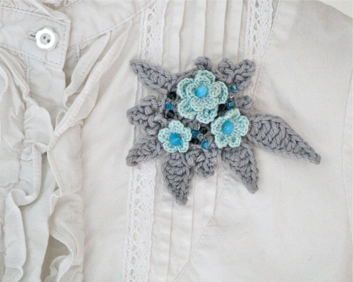 Flower Garden Crochet  Brooch No1 - PDF PATTERN