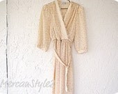 Vintage Altered Designer Floral Mock Wrap Dress (lg)