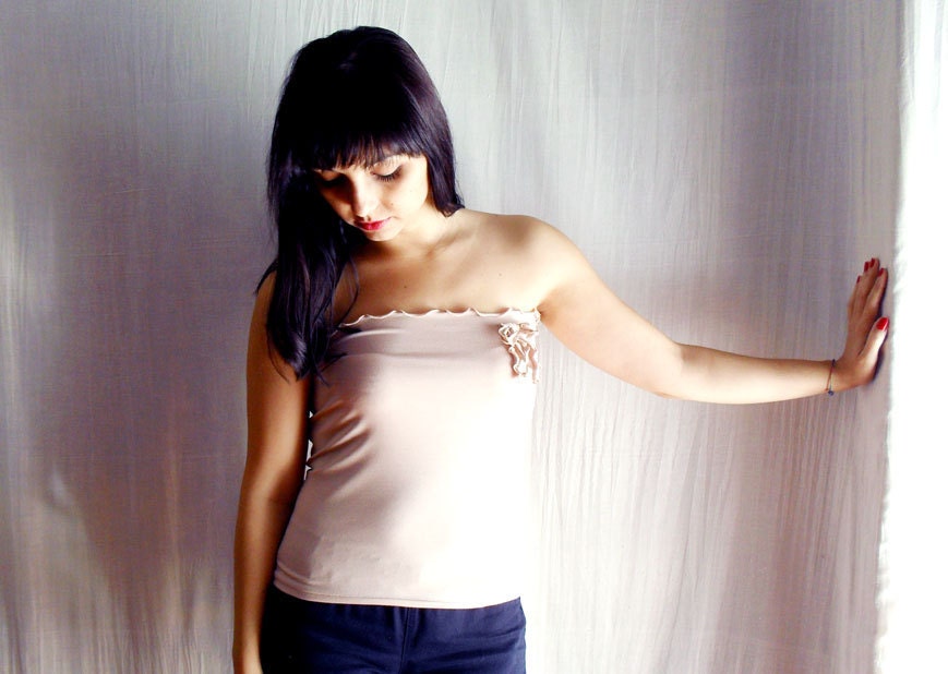 Pink strapless top tube top in jersey - custom size