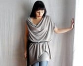 Light grey tunic dress loose fitting dress in wool jersey - womens dress