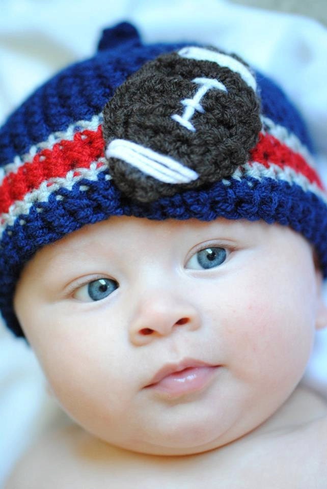 NFL Football Nub Tip Beanie  (Crocheted to Order in sizes newborn - toddler) - can be made in any COLOR for any TEAM