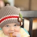 Buckeye Ohio State Nub Tip (optional) Beanie (Crocheted to Order in sizes CHILD-ADULT)