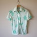 Vintage 1970's Devon White and Pastel Green Daisy Floral Blouse with Cuff Sleeves