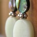 Christmas in July gift purple shell earrings Mother of Pearl abalone shell beaded earrings