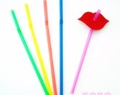 50 Lip Straws - Photo Booth Props - Red Lips on Straws - Assembled Ready to Use Il_170x135