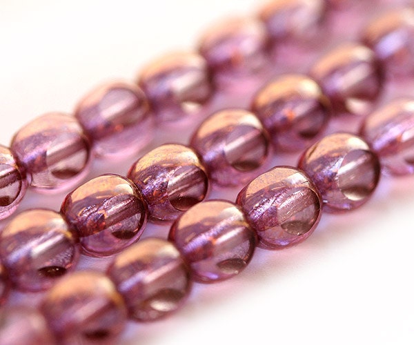 Lavender pink Czech Glass beads - spacers round cut - 6mm - 30PC - B004