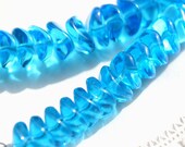 Czech beads Blue glass spacers  - wavy rondel, sea color - 4x9mm - 25Pc - 0166
