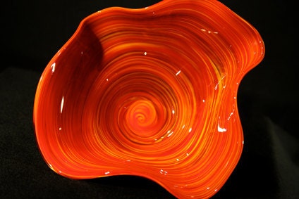 Glass bowl - Kilauea crackled bowl - Big Island of Hawaii