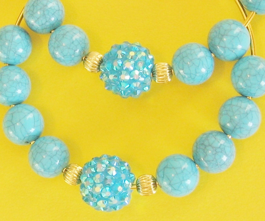 Turquoise Rhinestone Hoop Earings.