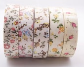 Printed Floral Rustic Charm Roses Fabric Washi Style Tape for Gift Wrapping, Decoration, Scrapbooking- 1/2" width