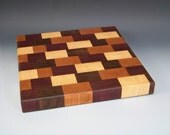 Wood Cutting Board - Mosaic Maple, Walnut, Cherry, and Purple Heart