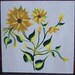 Original Painting of Sunflowers on White-Washed Wooden Board Cheerful Spring/Summer