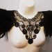 Steampunk jewelry black feather and lace statement collar corset top with epaulettes epaulets