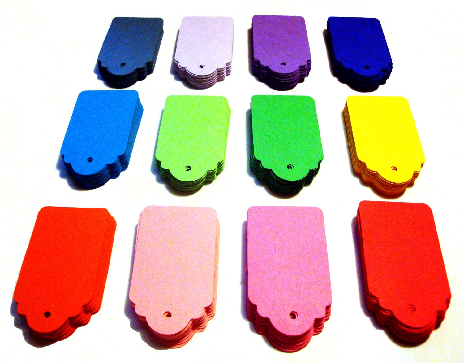 Cardstock Paper Hang Tags YOU PICK COLORS - Set of 200 Medium Size 3 x 1.75 - Favor Tag - Wedding - Gift Tag - Shower - Price Tag
