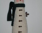 Fabric Christmas Ornament - Country Angel Snowman Ornament with Rustic Snowflake or Twig Bow for Wings
