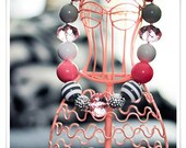 The Simply Bliss necklace is a Pink and Gray chunky beaded necklace M2M Persnickety