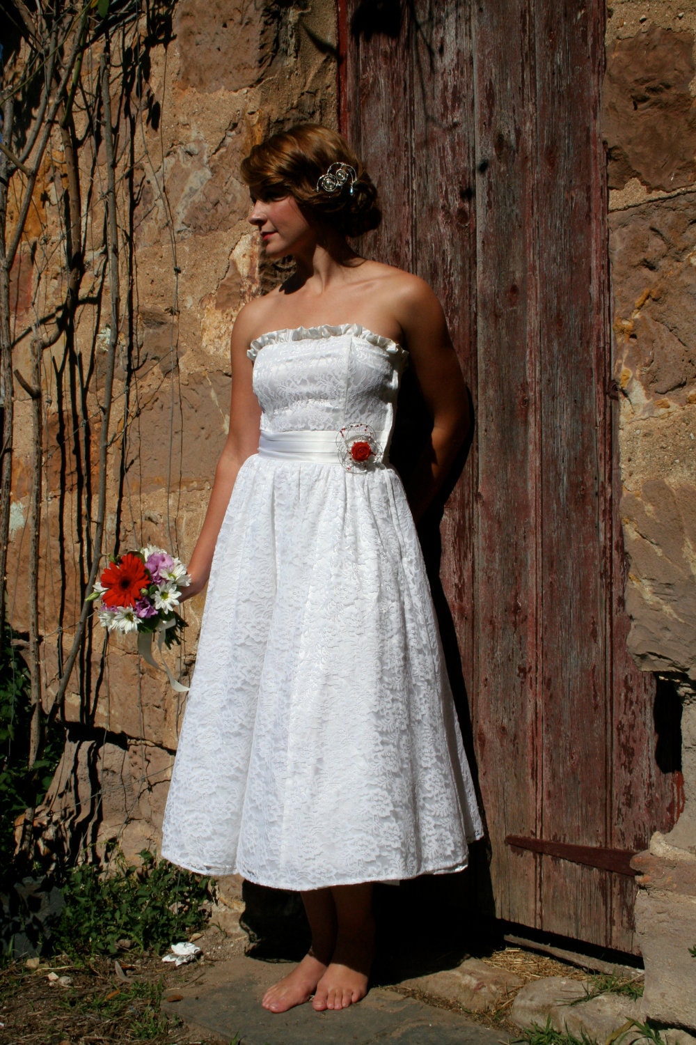 FLASH SALE 1950's 60s style white lace wedding dress
