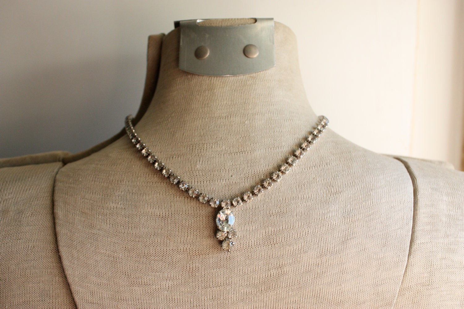 Fabulous Vintage Rhinestone Tear Drop Necklace
