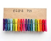Mini Clothespins - Double Rainbow - Set of 18 - Small