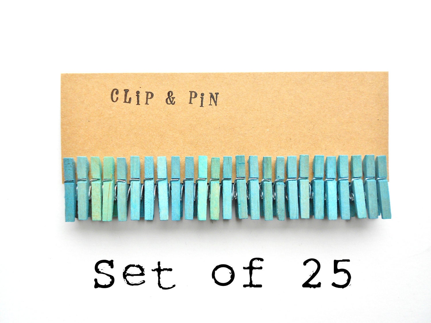 Mini Clothespins - Sea Glass Blue - Set of 25 - Small
