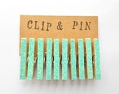 Light Blue Glitter Clothespins - Set of 10 - Small