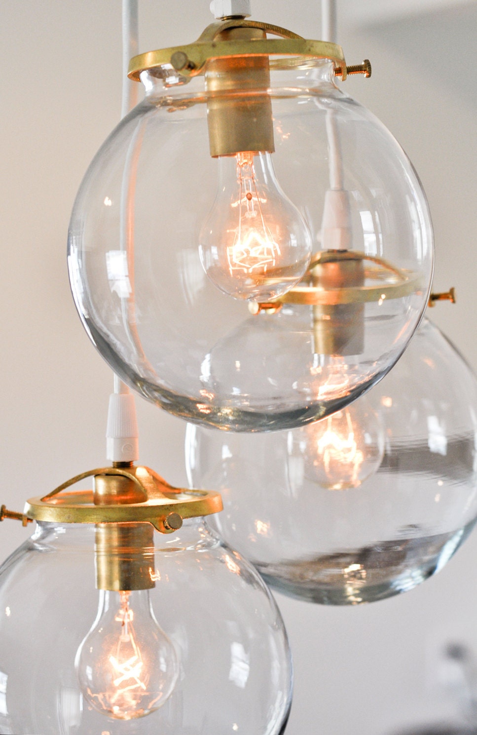 Brass & Glass Globe Pendant Chandelier