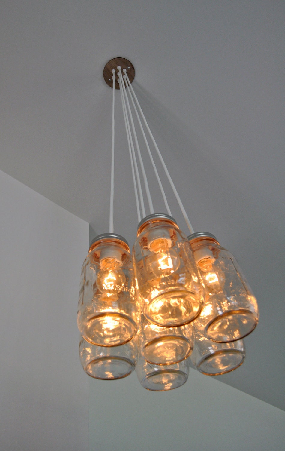 Mason Jar Light Chandelier - Lucky Seven Quart Size