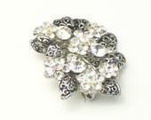 Aurora Borealis Rhinestone Flowers Filigree Leaves Vintage Costume Jewelry BROOCH Pin on Etsy