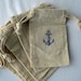 Beach Wedding Nautical Favors, 10 Anchor Wedding Favors, Cotton Favor Bags