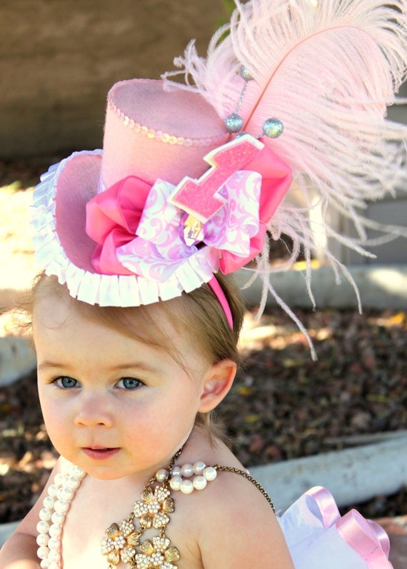 Mini Top Hat "ADDIE ROSE" Top Hat - First Birthday - EASTER - Sugar and Spice - Girl Birthday- Sweet Shoppe - Bridal - Krown Kreations Il_570xn