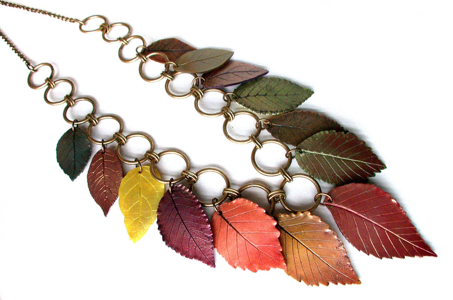 Polymer Clay Necklace Fall Leaves