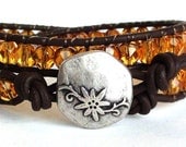 Honey Yellow Leather Wrap Bracelet