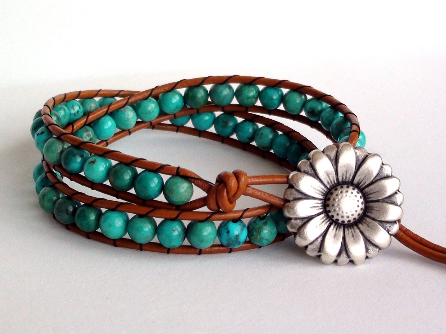 Turquoise Leather Wrap Bracelet
