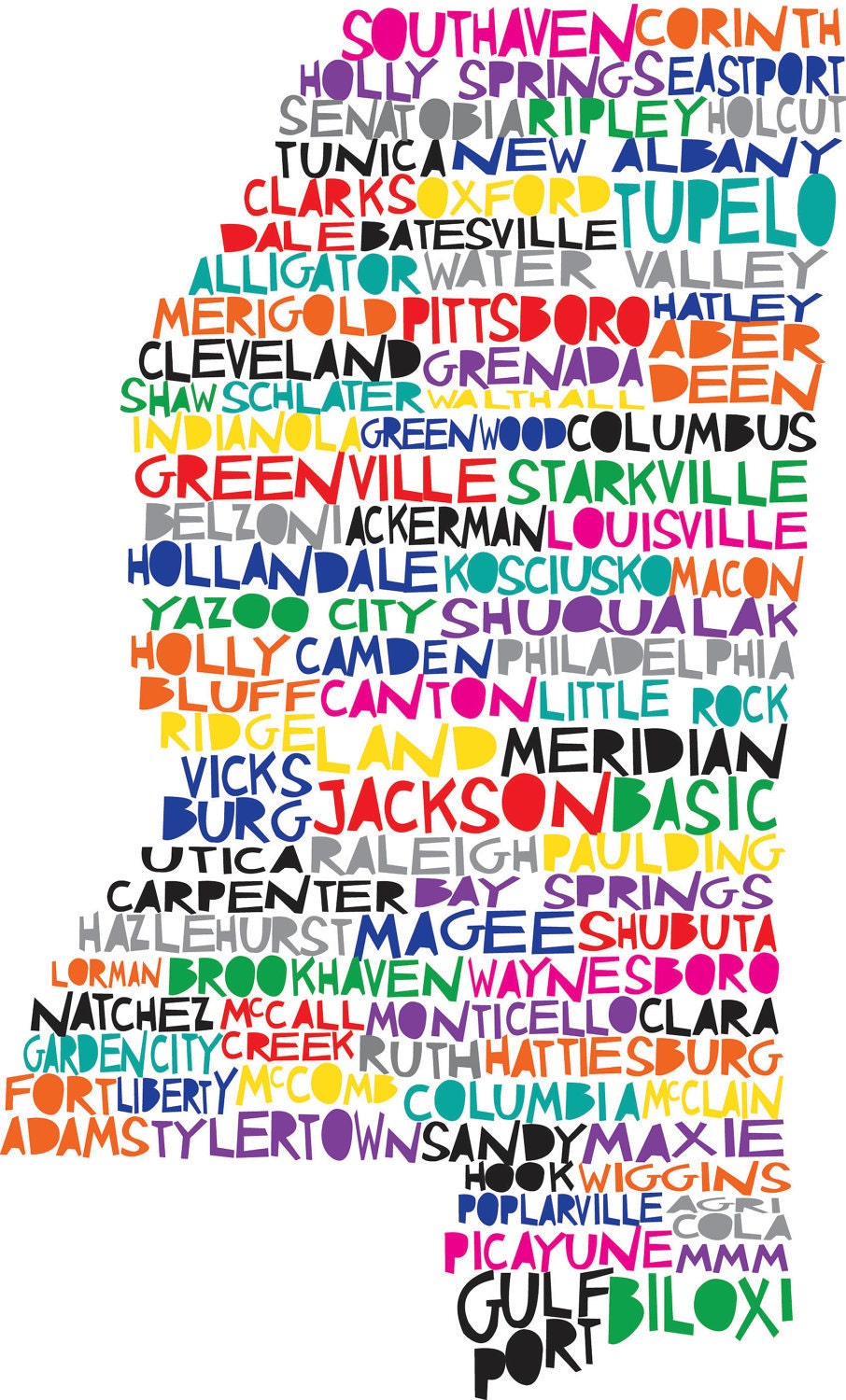 Large MISSISSIPPI 11x17 print