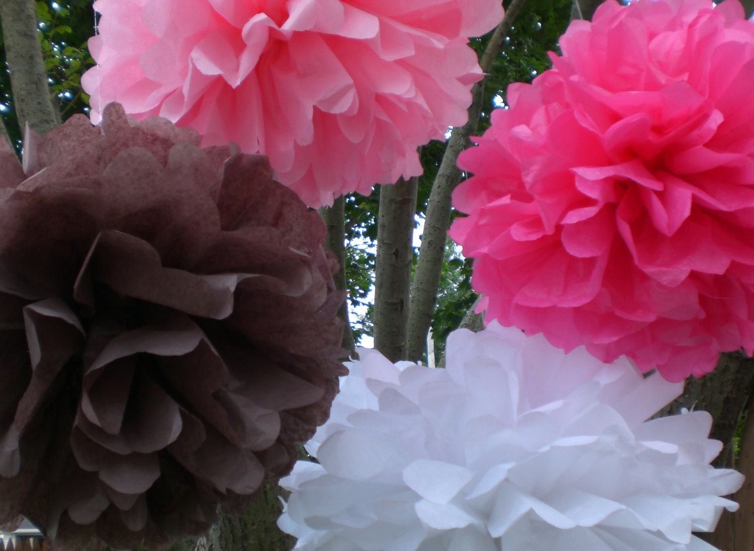 Baby Shower Decorations. IT'S A  GIRL .  8 Hanging Tissue  Poms Plus 3 Paper Flowers