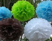 IT'S A BOY . Baby Shower Decorations . 8 Hanging Tissue Poms Plus 3 Paper Flowers Il_170x135