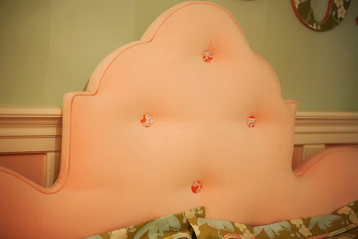 Beautiful Custom Made Queen Pink Velvet Upholstered Tufted Headboard