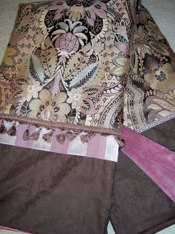 Brown, Mauve, Blue, Peach, Green, & Gold Elegant Throw Blanket