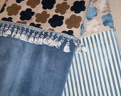 Ocean Blue, Taupe & White Stripe Throw Blanket