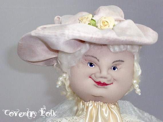 Art doll with large Victorian hat--OOAK art