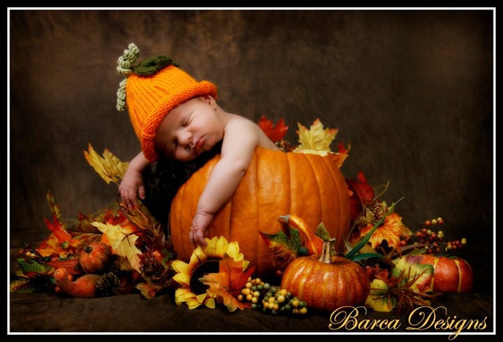 ON SALE Pumpkin Baby Childrens Hat -  Any  Size - Knit Cute Baby Gift or Photo Prop