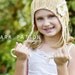 ON SALE Knit Munchkin Elf Fairy Pixie Babies Childrens Hat - Butterscotch - Has Detachable Flower - Baby Photo Prop or Gift