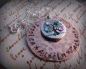 Mothers Day Gift Hand Stamped Jewelry - Personalized Tree of Life - Heirloom Family Tree,  Copper Hand Stamped necklace with Birthstones
